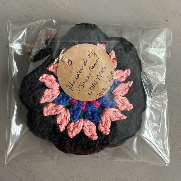 Crochet Coaster Set of 4 Hand Crafted Crochet Granny 100% Cotton Made By Seller - Picture 6 of 6